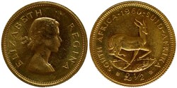 Zuid-Afrika. ½ Pond goud 1960. Elizabeth II. K.M.: 53. ZFR+/PR
