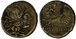 Antiek Romeins Republiek. C. Titinius [133-126 BC]. AR. Denarius. Vz. ...