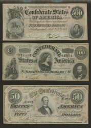 Amerika (V.S.) papiergeld Confederate States [1864]. Map met 50 Cent ...