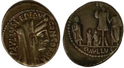Antiek Romeins Republiek. Paulus Aemilius Lepidus [55 BC]. AR. ...