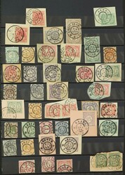 NEDERLAND GROOTRONDSTEMPELS. Collectie op poststukken en fragmenten ...