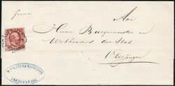 's GRAVENHAGE C type V d.d. 18-3-1857 op 10 cent nr. 2 op omslag naar ...