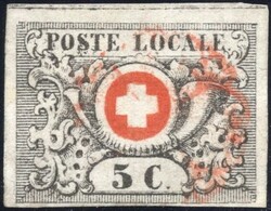 Geneva. 5 Centimes Waadt Zumstein no. 10a (Mi. no. 10b) used, fine ex ...