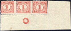 1 Cent nr. 51 in strip van 3 met perforatieverschuiving en deels ...