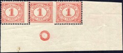 1 Cent nr. 51 in strip van 3 met perforatieverschuiving en deels ...