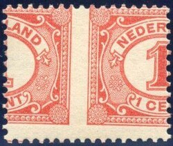 1 Cent nr. 51 met zeer sterk verschoven misperforatie