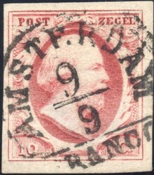 AMSTERDAM A type I op 10 cent nr. 2 pl. I (63). H/S 50