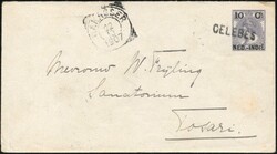 Envelop nr. G.14 met langstempel hulpveldpostkantoor CELEBES in zwart ...