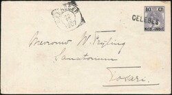 Envelop nr. G.14 met langstempel hulpveldpostkantoor CELEBES in zwart ...