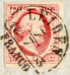 LEIDEN B op 10 cent nr. 2 pl. I (29) op fragment. H/S 50