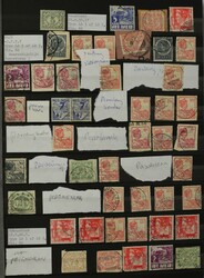 Ned. Indië Stempels. Verz. met vele diverse stempels dwars door ...