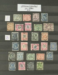 Ned. Indië Stempels. Verz. met o.a. vierkant-, lange- en kortebalk-, ...