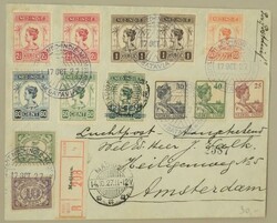 Ned. Indië. Verz. poststukken en p.w.s. in album, w.bij luchtpost, ...