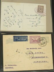 Ned. Indië. Verz. poststukken en p.w.s. in album, w.bij luchtpost, ...