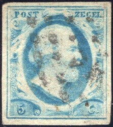 Puntstempel 44, 's Gravenhage op 5 cent nr. 1 pl. V (17). Met klein ...