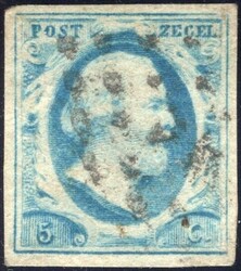Puntstempel 44, 's Gravenhage op 5 cent nr. 1 pl. V (17). Met klein ...