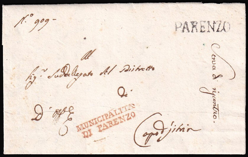 Letter with complete content sent from PARENZO (Poreč) to CAPO ...