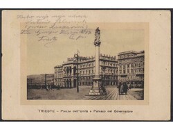 Postcard of Trieste, sent by ship KUMANOVO, of Dubrovnik steamship ...