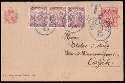 Provisional stationery for Baranya, franked with Triptych from serie ...