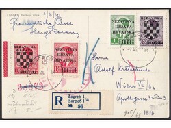 Postcard of Zagreb, sent by registered mail to Wien 01.06. 1941. ...