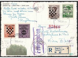 Postcard of Zagreb sent by registered mail from Zagreb to Wien 01.07. ...