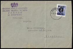 Letter correctly franked and sent from Hungarian Embassy in Zagreb to ...