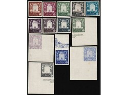 Mi.No. 97, lot of 17 various trial prints, imperforate, phase of ...