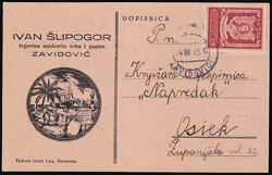 Advertising stationery sent from Zavidović to Osijek 24.08. 1943. ...