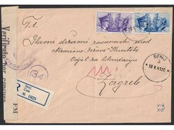 Letter sent by registered mail from Senj to Zagreb 10.05. 1941. ...