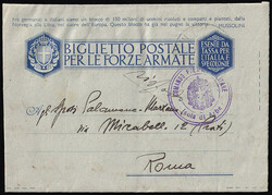 Military mail letter sent by the member of the Italian army stationed ...