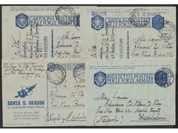 Four military mail stationeries, sent by members of military mail PM ...