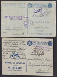 Two military mail cards, sent by members of military mail PM 73, ...