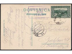 Postcard of Jajce sent from postal agency JEZERO via post Jajce to ...