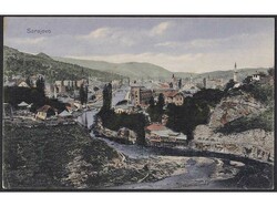 Postcard of Sarajevo sent from postal agency PODLUGOVI to Paris ...