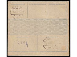 Postal money order franked with five stamps 10 hellera of provisional ...