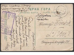 Postcard with image of knjaz Mirko, sent via Austrian military mail ...