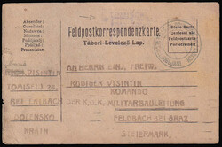 Military mail stationery sent from postal agency TOMIŠELJ near ...