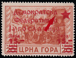 Cetinje Provisional Issue. Value of Lire 15.00/cent. 20 with ...