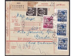 Parcel card sent from Zagreb to Gruda near Dubrovnik 08.05. 1941. ...