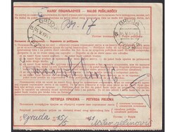 Parcel card sent from Zagreb to Gruda near Dubrovnik 08.05. 1941. ...