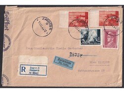 Letter sent by registered and airplane mail from Zagreb to Wien 11.03 ...