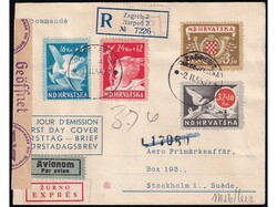 Letter sent by registered, airplane and express mail from Zagreb to ...