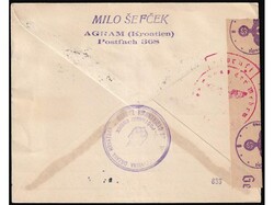 Letter sent by registered, airplane and express mail from Zagreb to ...