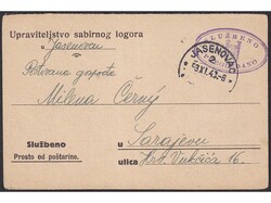 Stationery sent from camp Jasenovac 03.11.1943., to Sarajevo. ...