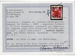 Provisional Issue for Senta, stamp Mi.No. 10K, inverted black ...