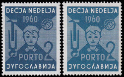 Mi.No. 21, Charity Issue porto stamps in two shades of blue color