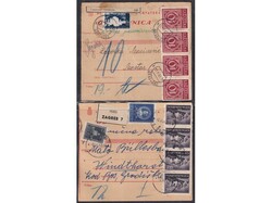 NDH lot of 13 parcel cards with interesting frankings and ...