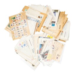 A box of postal history and stamps comprising mostly post ...