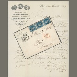 1869 France - complete letter from a porcelain manufactory toHungary, ...