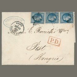 1869 France - complete letter from a porcelain manufactory toHungary, ...